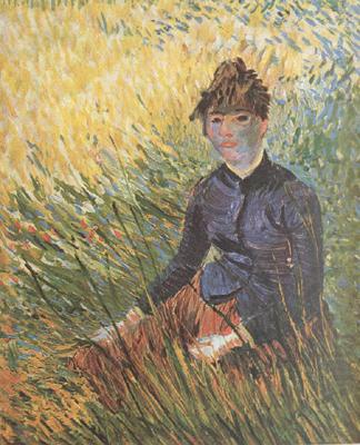 Vincent Van Gogh Woman sitting in the Grass (nn04) china oil painting image
